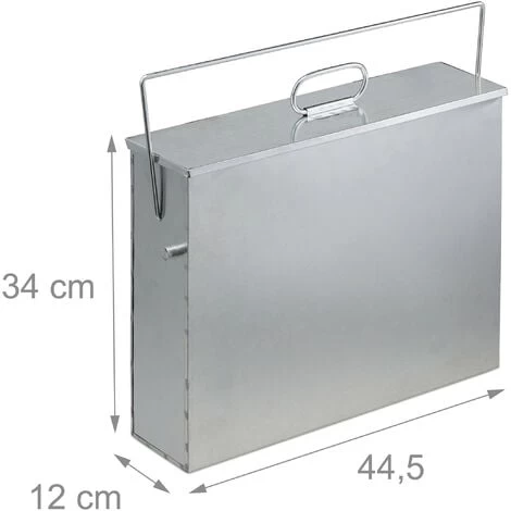 Relaxdays Square Ash Bucket With Lid, 15l, Galvanised Steel, Bin For Fireplace/Barbecue/Oven, HWD: 42x44.5x12 Cm, Silver - Image 4