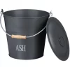 Relaxdays Ash Bucket With Lid, 12l, Charcoal Bin With Handle, Round, Fireplace/Stove/Barbecue, HWD: 30x34x35 Cm, Grey