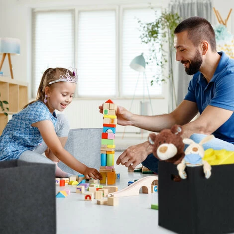 Set Of 1 Relaxdays Square Felt Basket, HxWxD: 30 X 30 X 30 Cm, Foldable, With 2 Handles, Grey - Image 3