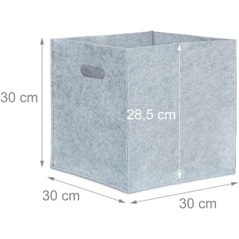 Set Of 1 Relaxdays Square Felt Basket, HxWxD: 30 X 30 X 30 Cm, Foldable, With 2 Handles, Grey - Image 4