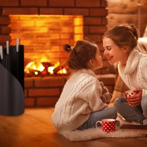 Relaxdays Fireplace Set, Modern, 4-piece Fireside Kit With Poker, Ash Shovel, Broom & Stand, HWD: 55 X 20 X 20 Cm, Black - Image 3