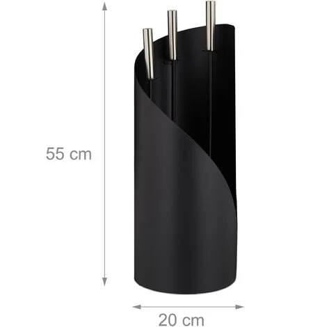 Relaxdays Fireplace Set, Modern, 4-piece Fireside Kit With Poker, Ash Shovel, Broom & Stand, HWD: 55 X 20 X 20 Cm, Black - Image 4