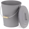Relaxdays Ash Bucket With Lid, 24l, Charcoal Bin With Handle, Round, Fireplace/Stove/Barbecue, HxØ: 42 X 35.5 Cm, Grey