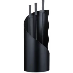 Relaxdays Fireplace Set, Modern, 4-piece Fireside Kit With Poker, Ash Shovel, Broom & Stand, HWD: 56 X 20 X 20 Cm, Black