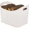 Relaxdays Faux Leather Basket, Sturdy Firewood Container With Handles, For Laundry, Toys, Etc., 36 X 53.5 X 41 Cm, Creme