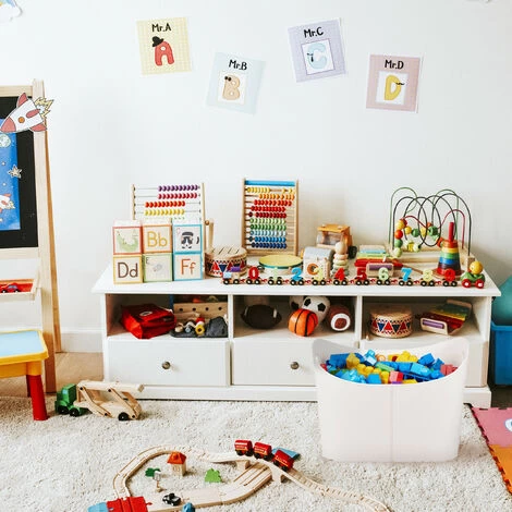 Relaxdays Faux Leather Basket, Sturdy Firewood Container With Handles, Also For Laundry, Toys, Etc., 32 X 38 Cm, Creme - Image 5