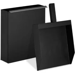 Relaxdays Ash Bucket With Insert Shovel, Narrow Coal Container For Fireplace, Grill, Oven, HWD: 9 X 23.5 X 35 Cm, Black