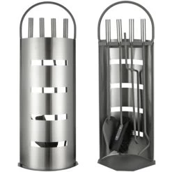 Fireplace Tool Set 5 Pcs Silver 23x14.5x66 Cm HI