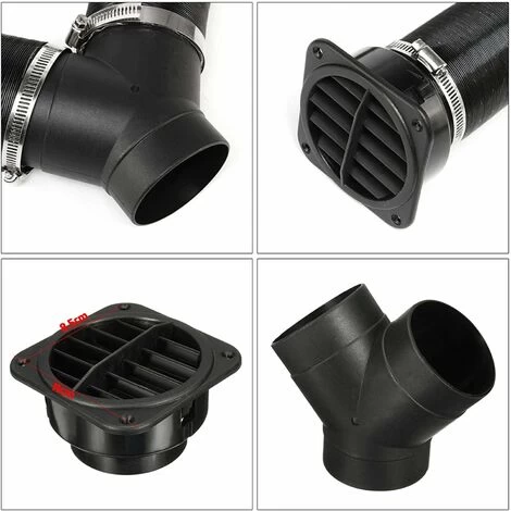 RHAFAYRE Set Car Auto Heater Pipe Duct Diameter 75Mm Air Vent With Y Piece Hot Air Outlet Pipe Clamps Set For Parking Heater - Image 3