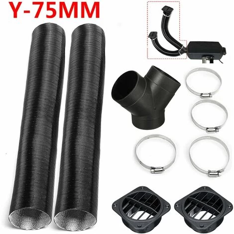 RHAFAYRE Set Car Auto Heater Pipe Duct Diameter 75Mm Air Vent With Y Piece Hot Air Outlet Pipe Clamps Set For Parking Heater - Image 5