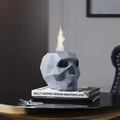 Livingandhome Stainless Steel Tabletop Skull Ethanol Fireplace
