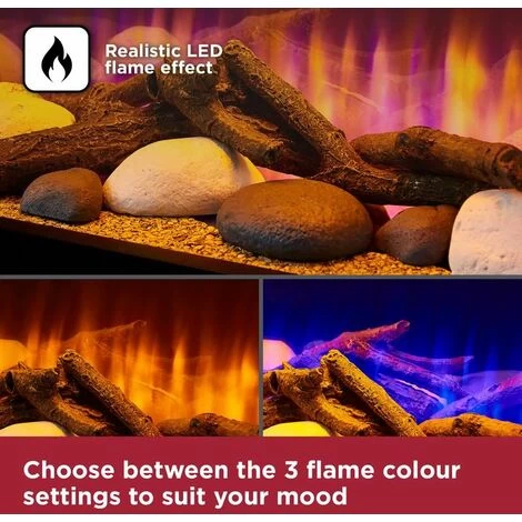 Black & Decker Black+Decker BXFH45007GB Realistic LED Flame Effect Fireplace Suite & Chimney Flue 1.8KW, Adjustable Thermostat 5-37C, 8 Hour Timer, LED Display And Remote Control, 6 Flame Brightness Settings, Black - Image 3