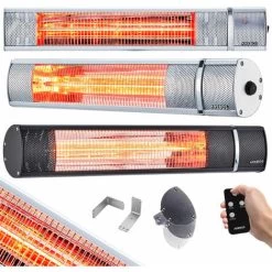 AREBOS 2000 W Infrared Radiant Heater Black With Remote Control 3 Heat Levels Gastro Bar Radiant Heater Quartz Radiant Heater Patio Heater Changing Table Radiant Wall Heater