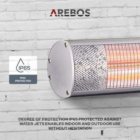 AREBOS 2000 W Infrared Radiant Heater Black With Remote Control 3 Heat Levels Gastro Bar Radiant Heater Quartz Radiant Heater Patio Heater Changing Table Radiant Wall Heater - Image 4