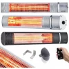 AREBOS 2000 W Infrared Radiant Heater Silver With Remote Control 3 Heat Levels Gastro Bar Radiant Heater Quartz Radiant Heater Patio Heater Changing Table Radiant Wall Heater