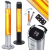 AREBOS 2000 Watt Floor Heater 2 Heat Settings 24 H Timer With Remote Control Carbon Infrared Heater For Indoor & Outdoor Use Patio Heater Digital Display