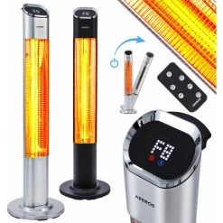 AREBOS 2000 Watt Floor Heater 2 Heat Settings 24 H Timer With Remote Control Carbon Infrared Heater For Indoor & Outdoor Use Patio Heater Digital Display