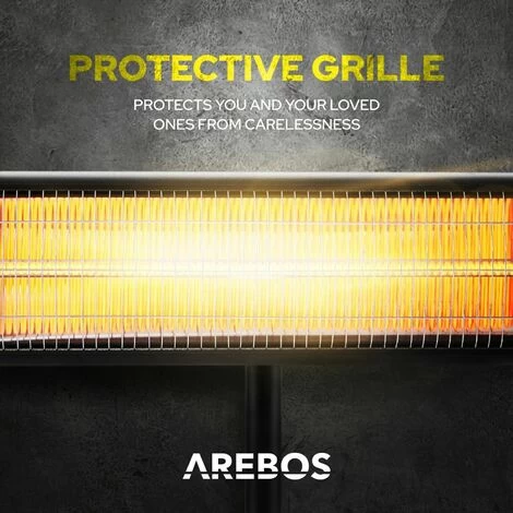 AREBOS Infrared Radiant Heater 2500 W With Remote Control With Stand Height Adjustable 90° Tilt Angle Swivelling 3 Heat Settings Incl. Wall Mounting Outdoor Use - Image 3