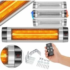 AREBOS 2500 W Infrared Radiant Heater With Remote Control 3 Heat Settings Incl. Mounting Material Radiant Heater Patio Heater Ceiling Heater