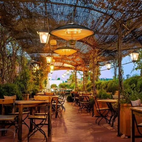 AREBOS Radiant Ceiling Heater 2000 W + Remote Control 3 Heat Settings Infrared Radiant Heater Patio Heater Patio Heater Black Round + LED Lamp - Image 2