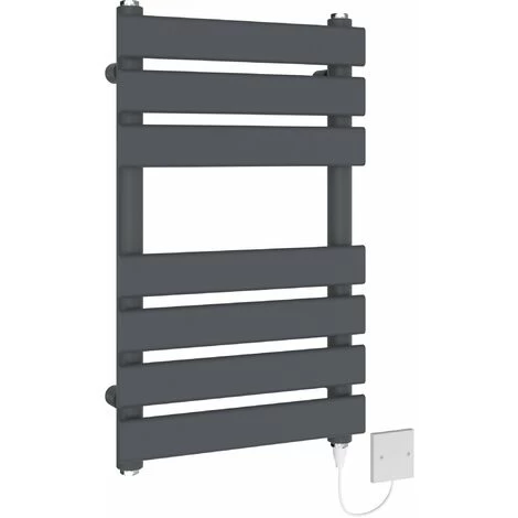 Prefilled Electric Heated Towel Rail Flat Panel Anthracite 650x400mm 300W