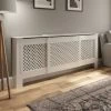 Radiator Cover Diamond Style Adjustable White MDF Easy Installation Modern