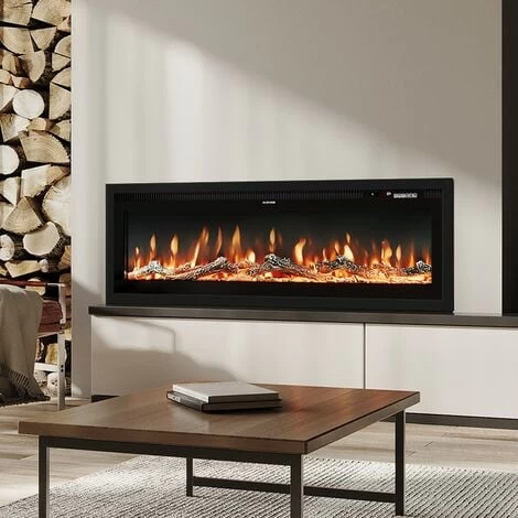Livingandhome LED Recessed Wall Mounted Freestanding Electric Fireplace 9 Flame Colors With Remote Control,40 Inch