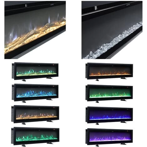 Livingandhome LED Recessed Wall Mounted Freestanding Electric Fireplace 9 Flame Colors With Remote Control,40 Inch - Image 3