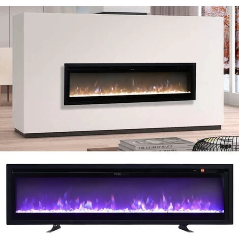 Livingandhome LED Recessed Wall Mounted Freestanding Electric Fireplace 9 Flame Colors With Remote Control,40 Inch - Image 4
