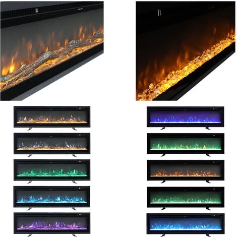 Livingandhome LED Recessed Wall Mounted Freestanding Electric Fireplace 9 Flame Colors With Remote Control,50 Inch - Image 4