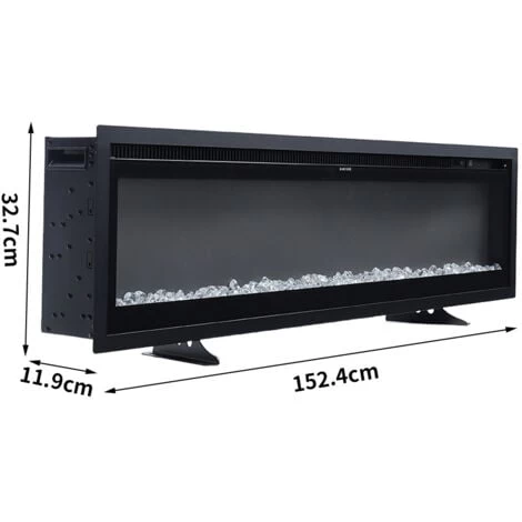 Livingandhome LED Recessed Wall Mounted Freestanding Electric Fireplace 9 Flame Colors With Remote Control,60 Inch - Image 4