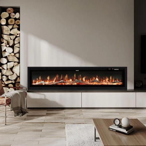 Livingandhome LED Recessed Wall Mounted Freestanding Electric Fireplace 9 Flame Colors With Remote Control,60 Inch - Image 5