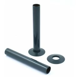 15mm Radiator Pipes & Collars Plumbing Tubes Brass Anthracite 180mm