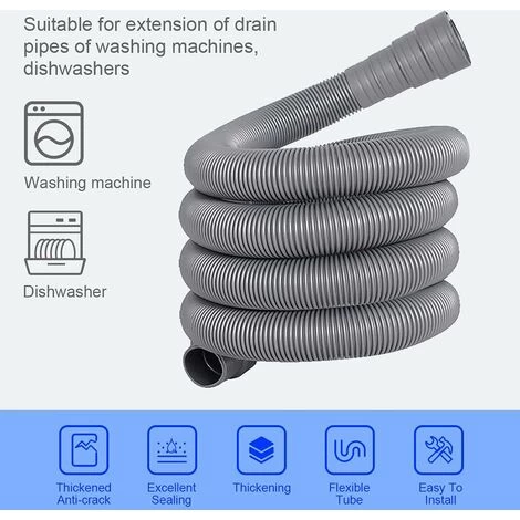 RHAFAYRE 3m Washing Machine Hose Dirty Water Drain Hose With Drain Hose Connection And 2 Clamps 20mm Drain Hose Extension For Washing Machine Dishwasher - Image 2