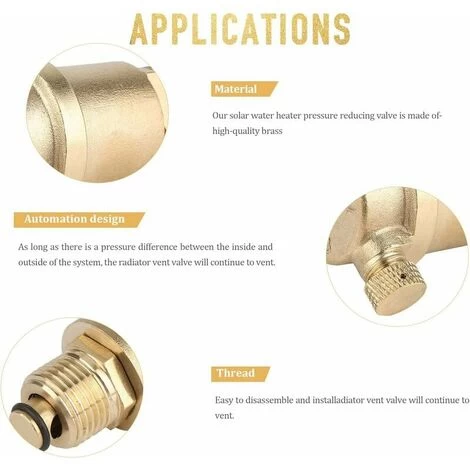 Set Of 2 Brass DN15 Automatic Drain Valves With Pressure Relief Valve For Solar Water Heater - Image 4
