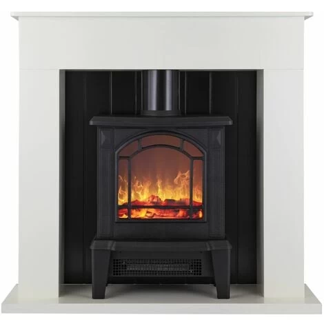 Warmlite WL45037W Ealing Electric Fireplace Suite With Adjustable Thermostat Control, 2 Heat Settings, LED Flame Effect, Safety Cut-Out System, White - Image 2