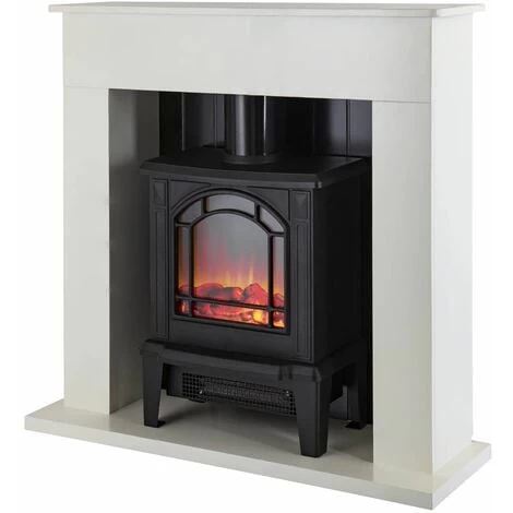 Warmlite WL45037W Ealing Electric Fireplace Suite With Adjustable Thermostat Control, 2 Heat Settings, LED Flame Effect, Safety Cut-Out System, White - Image 3