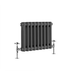 WarmeHaus Traditional Cast Iron Style Radiator Anthracite Horizontal Double Panel 300x425mm