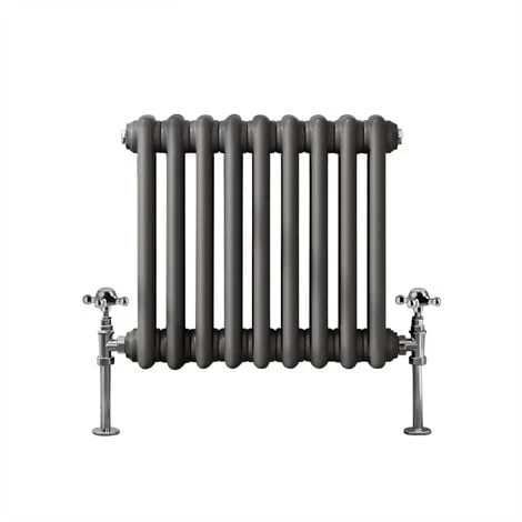 WarmeHaus Traditional Cast Iron Style Radiator Anthracite Horizontal Double Panel 300x425mm - Image 2