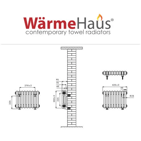 WarmeHaus Traditional Cast Iron Style Radiator Anthracite Horizontal Double Panel 300x425mm - Image 5