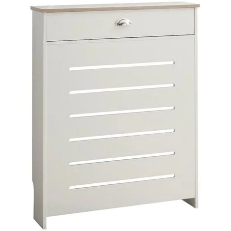 Cream Radiator Cover Cabinet Traditional Modern MDF Wood Horizontal Shelf Small - Image 5