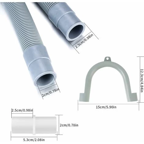 Washing Machine Drain Hose, Universal Drain Hose, 2M Dishwasher Hose Extension, Water Drain Hose, With Holder And Hose Clamps - Image 2