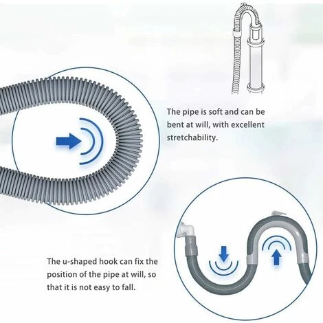 Drain Hose,Washing Machine Extension Kit,Washing Machine Drain Hose,Universal Drain Hose,Water Drain Hose,Washing Machine Hose(2m) - Image 3