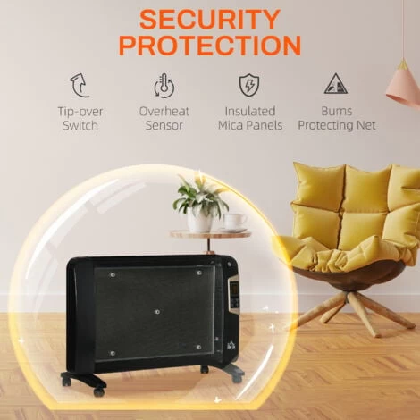 HOMCOM Mica Electric Space Heater, Portable Heater, 2 Heat Settings, 15-40°C - Image 4