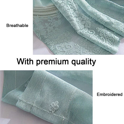 1 Pcs Floral Lace Valance Curtain Embroidery Semi Sheer Short Window Curtain For Kitchen Beautiful Dining Room Window Decor 13041cm Blue - Image 3