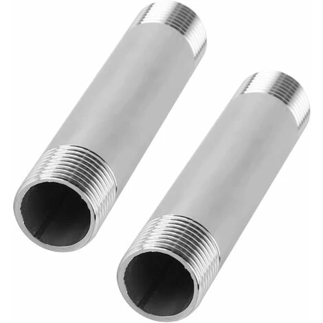 2 Pcs Stainless Steel Pipe Fittings Equal Diameter Threaded Cast Iron Pipe Nipple Connector Pipelines Plumbing Fittings,100mm(G1/2 Male Thread) - Image 5