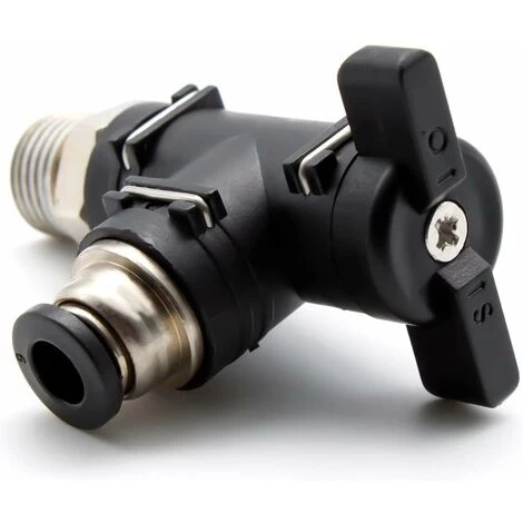 6mm Air Hose Connector And 1/4 Inch Thread, Pneumatic Connector, Black Right Angle Air Flow Control Valve, Can Be Used To Control Pipeline Gas