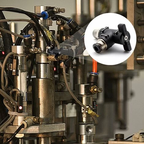 6mm Air Hose Connector And 1/4 Inch Thread, Pneumatic Connector, Black Right Angle Air Flow Control Valve, Can Be Used To Control Pipeline Gas - Image 2