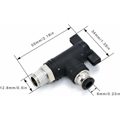 6mm Air Hose Connector And 1/4 Inch Thread, Pneumatic Connector, Black Right Angle Air Flow Control Valve, Can Be Used To Control Pipeline Gas - Image 3