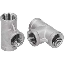 2pcs 1/2-150T NPT Stainless Steel Tee Pipe Fittings T-Type Plumbing Adapter Connector Threaded Cast Iron Pipe Fittings